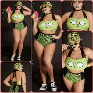 Invader Zim GIR Halter Padded Swim Top Spandex! PLUS SIZE (4) NWT! US Seller! - Picture 1 of 6