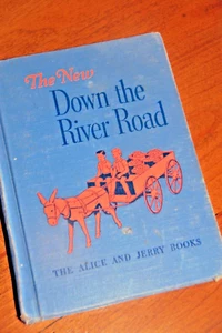 Vintage Lehrbuch/NEU DOWN THE RIVER ROAD/1949/Alice & Jerry/2. Klasse/HC/Gebraucht unterwegs - Bild 1 von 7