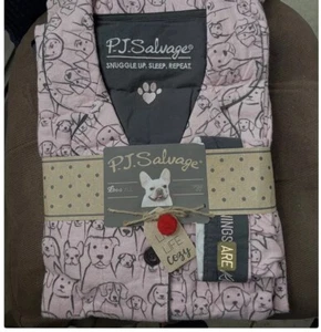 NWT 3 Pc PJ Salvage Pink 100% Cotton Flannel MORNINGS ARE RUFF Pajamas X-Large - Picture 1 of 6