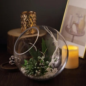 Slanted Clear 9" Glass Vase Terrarium Wedding Party Home Centerpieces Supplies - Picture 1 of 7