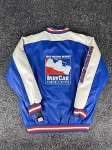 VTG Indy 500 Car Racing Series Jacket Faux Leather Zip Up Embroidered Mens Small - Picture 1 of 14