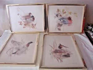 4 Aquarelldrucke m. goldenen Kunststoffrahmen 33 cm x 26 cm, 30 cm inn - s. Foto - Bild 1 von 10