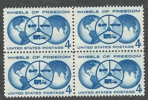 US. 1162. 4c. National Autos Show, Wheels of Freedom Issue. Block of 4. MNH 1960 - Picture 1 of 1