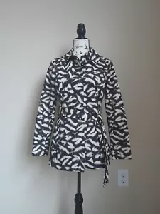 Sandro Studio animal print trench coat button front belted women's S - Picture 1 of 12