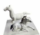 Vintage 2 Horse Figurines  Miniature 1 Enesco Bone China Ceramic 3? X 3? X 3/4?