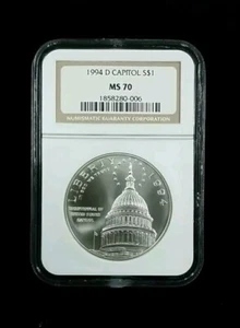 1994 D CAPITOL S$1 Silver Dollar Commemorative $1 NGC MS70 #1608 - Picture 1 of 3