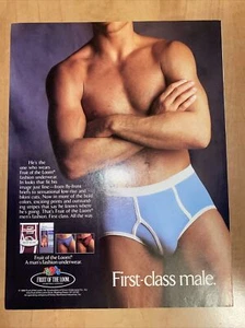 1986 Fruit Of The Loom Intimo da uomo - "Maschio di prima classe" - Stampa foto annuncio - Foto 1 di 2