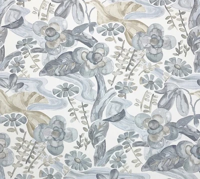 TELA MULTIUSOS FLORAL ABSTRACTA ACUARELA GRIS NUBE HADAS KRAVET POR YARDA 54"W Foto 1 de 4