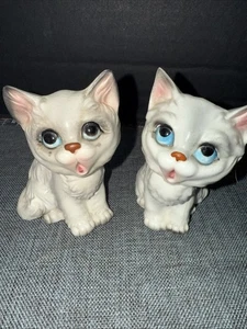 VINTAGE SALT & PEPPER SHAKERS CERAMIC KITTENS CATS JAPAN - Picture 1 of 2