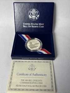 1993 James Madison Bill of Rights 90% Silver Proof Commemorative Half dollar - Picture 1 of 9
