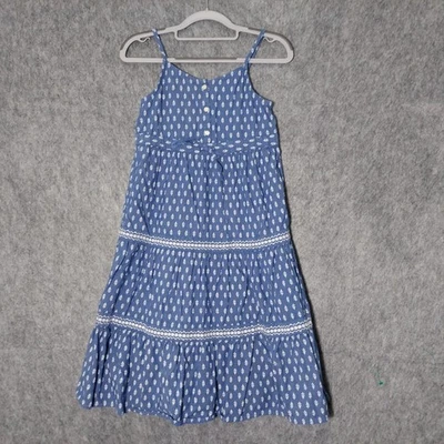 Old Navy Girls Dress L 10 12 Chambray Embroidered Adjustable Tiered Boho Cottage - Image 1 of 4