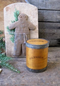 Antigua caja de especias de madera y estaño aprox. Plantilla de jengibre original 1860 - Imagen 1 de 9