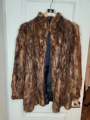 Faux Fur Coat M/L Vintage 80s Brown Mink Thigh Length Winter Jacket Coat Heavy  - Image 1 of 4