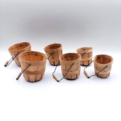 Lot Of 6 Dollhouse Miniature Bushel Wood Basket E1-225 - Image 1 of 4