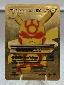 Pokémon Mega Primal Pikachu EX 720hp Gold Foil Fan Art Collector Card TCG - Picture 1 of 2