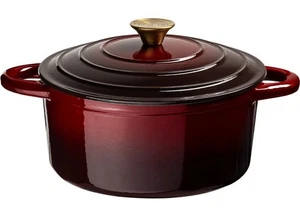 ProChef 21cm Enamelled Cast Iron Casserole Dish with Lid Round Pot Garnet - Picture 1 of 5