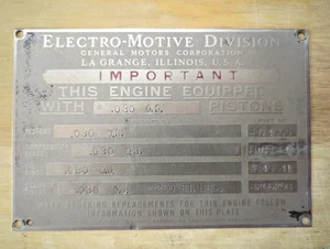 GM Electro-Motive Division Northern Pacific NP 6004 EMD F3 Motordatenschild (BF - Bild 1 von 2