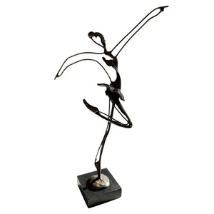 Modernist Brutalist Bronze Ballerina Figurative Sculpture Marble Base - Picture 1 of 9