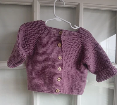 Cárdigan suéter para niños tejido a mano púrpura 2-4? cabaña núcleo cabaña Foto 1 de 4