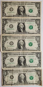 Banconota cinque stelle banconote da 1 dollaro numero di serie fantasia - Foto 1 di 2