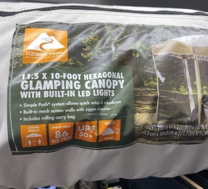Ozark Trail 11.5' x 10' Hexagonal Glamping Canopy with Built-in LED Lights - Picture 1 of 4