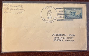 USS Henderson cancel 5/12/1934 with #649 enroute Panama cancel - Picture 1 of 1
