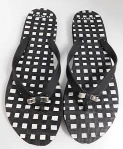 Coach Black White Gingham Amel Flip Flops Sandal SZ 10 B - Picture 1 of 4