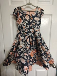 Hi Low Floral Dress Holiday Formal Bonnie Jean Girls Size 6 Charcoal Gray  - Picture 1 of 21