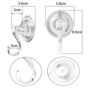 Large Clear Reusable Heavy Duty Wreath Hanger Suction Cup 22 Lb Strong Hooks - Picture 1 of 8