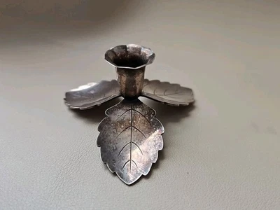 CANDELABRO ÚNICO DANÉS PLATA HOJA POR HANS JENSEN - DINAMARCA Foto 1 de 4