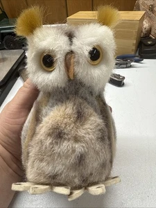 Steiff Eule 60er Jahre Silber Knopf Mohair Plüsch 7 Zoll - Bild 1 von 5