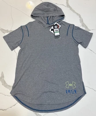 Under Armour Boys Size YLG Gray UA Short Sleeve Hooded T-Shirt NWT Sweatshirt - Image 1 of 4