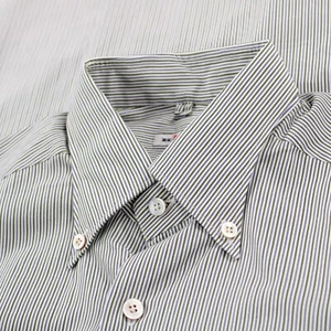Camicia elegante Kiton nuova senza etichette taglia 15,75 40 verde con righe blu e bianche 100% cotone - Foto 1 di 9