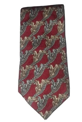 Corbata Claiborne vintage 100 % seda italiana roja gris Foto 1 de 4