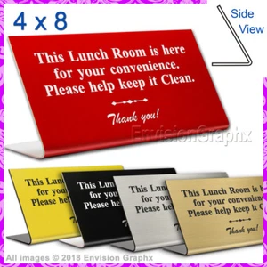 4x8 Engraved Plastic Management Office Desk Sign - Lunch Room Please Keep Clean - Picture 1 of 6