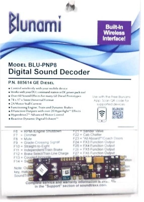 HO Scale SoundTraxx 885614 Blunami BLU-PNP8 GE Wireless DCC Sound Decoder - Image 1 of 3