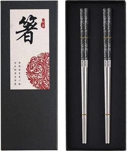 Stainless Steel Chopsticks Titanium Plated Metal Chopsticks Reusable Dishwash... - Picture 1 of 7