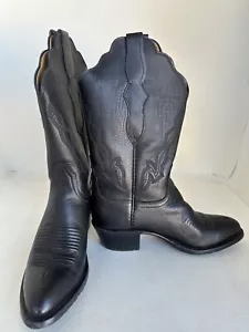 Stivali da cowboy neri Lucchese 2000 Lone Star taglia 5,5 B in pelle di polpaccio 77035 - Foto 1 di 8