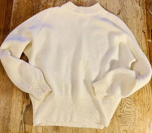 Vintage Yarnworks Womens L Cream Faux Pearls Mock turtleneck cream grannychic ** - Picture 1 of 15