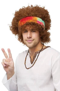 Brand New 1970's Curly Hippie Fro Adult Wig - Picture 1 of 1