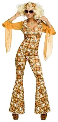 Fun World Disco Diva 60s 70s Jumpsuit Adult Womens Halloween Costume 124204 - Image 1 of 3