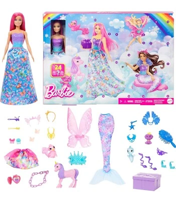 MATTEL Barbie Advent Calendar with Doll & 24 Surprise Accessories inc. Unicorn & 3 Pets