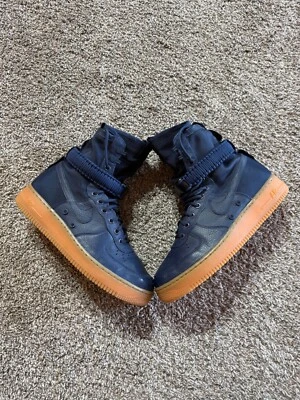 Men's Size 9.5D Nike Air Force 1 Midnight Navy High Top Strap - Image 1 of 4