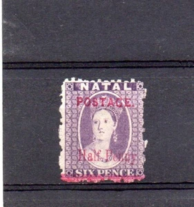 south africa natal 1/2p on 6p un used with overprint shift downwards - Picture 1 of 2
