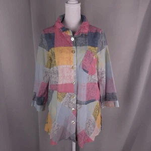 John Mark Top Womens Medium Pink Patchwork Lagenlook Artsy Boho Tunic Shirt - Picture 1 of 17