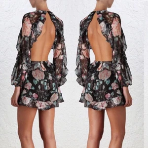 NEW EPIC rare!!! Zimmermann Designer silk lurex floral Playsuit Cut Out resort - Picture 1 of 11