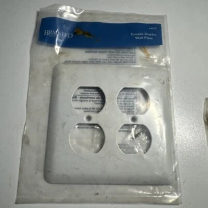 64077 Stamped White Double Duplex Outlet Switch Cover - Picture 1 of 3