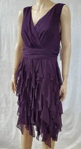 Vestido Ivy & Blu Púrpura Oscuro Sobrepelliz Cuello Volantes Talla Grande 16W Nuevo con etiquetas $218 - Imagen 1 de 15