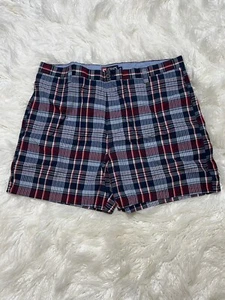Chaps Mens Size 40 Golf Chino Seersucker Flannel Shorts Flat Front Plaid Casual - Picture 1 of 7