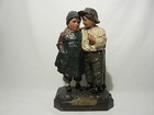 ANCIENNE STATUE EN TERRE CUITE POLYCHROME JOHANN MARESCH LES DEUX GOSSES XIX EME